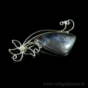 Брошь агат моховой 63*28мм.