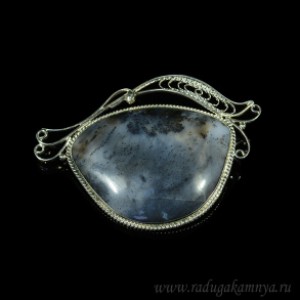 Брошь агат моховой 73*50мм.