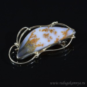 Брошь с агатом моховым " Грация " 54*30мм. Брошь с агатом моховым " Грация " 54*30мм.