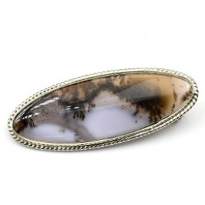 Брошь с агатом моховым " Овал " 57*22мм. Брошь с агатом моховым " Овал " 57*22мм.