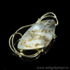 Брошь с агатом моховым 52*30мм. Брошь с агатом моховым 52*30мм.