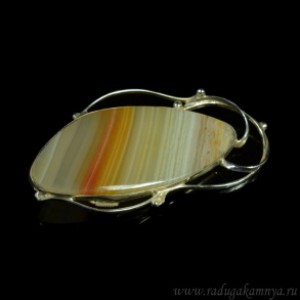 Брошь с агатом переливт 58*30мм