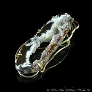 Брошь с жеодами агата бразильского 70*33мм