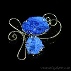 Брошь с азуритом 60*50мм.