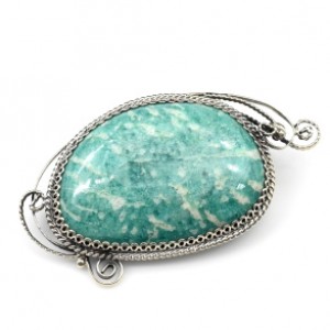 Брошь амазонит 50*27мм. Брошь амазонит 50*27мм.