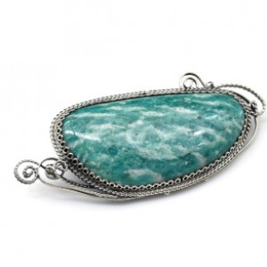 Брошь амазонит 55*26мм.