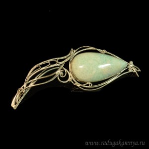 Брошь амазонит 92*32мм.
