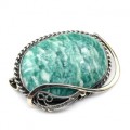 Брошь с амазонитом 39*29мм.
