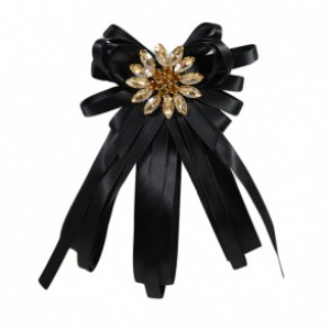 Брошь из текстиля с цирконами цвет  черный, цитрин