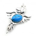 Брошь С 925 с бирюзой (имитация) "попугай Кеша" 26*38мм, 4,13гр