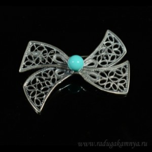 Брошь майорка в мельхиоре " Бант " цвет голубой 45*30мм. Брошь майорка в мельхиоре " Бант " цвет голубой 45*30мм.