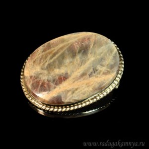 Брошь солнечный камень овал 41*32мм.