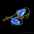 Брошь с лазуритом " Веточка ", 54*28мм.
