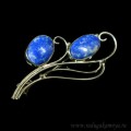 Брошь с лазуритом " Веточка ", 60*34мм.