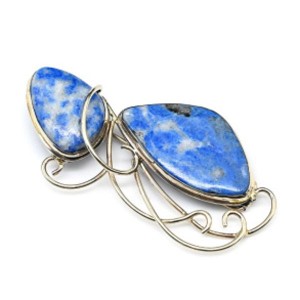 Брошь с лазуритом 57*28мм.