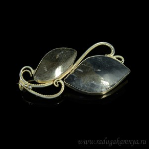 Брошь из пирита в посеребрении 58*32мм.