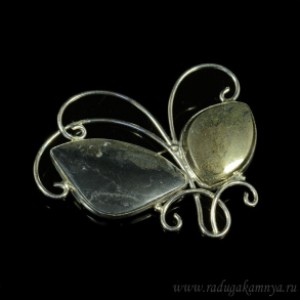 Брошь пирит, 55*44мм