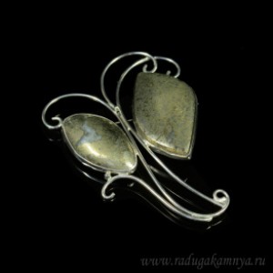 Брошь пирит, 70*52мм.