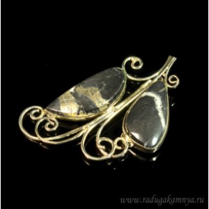 Брошь халькопирит, 63*44мм