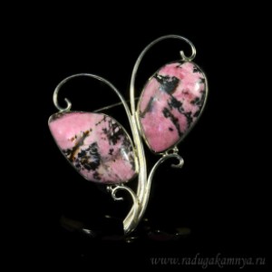 Брошь родонит " Веточка ", 60*48мм