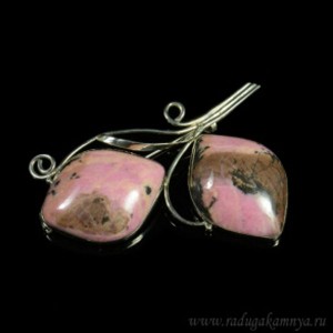 Брошь родонит, 65*55мм