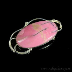 Брошь с родонитом в посеребрении 67*37мм