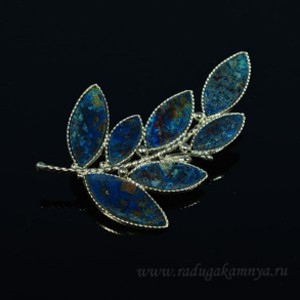 Брошь из хризоколлы "Веточка" 57*37мм., 7.