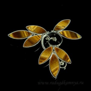 Брошь тигровый глаз "Голубь", 53*48мм. Брошь тигровый глаз "Голубь", 53*48мм.