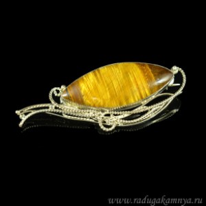 Брошь тигровый глаз 63*25мм.