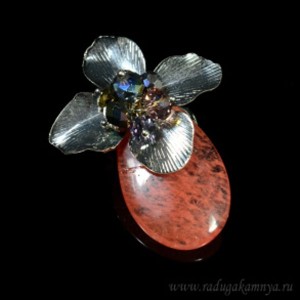 Брошь-Кулон авторская с халцедоном и цирконами 45*58мм