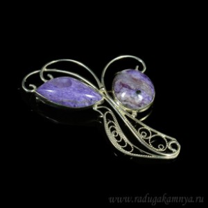 Брошь чароит 52*64мм.