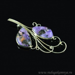 Брошь чароит, 83*42мм.