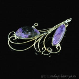 Брошь чароит, 83*53мм.