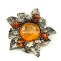 Брошь-булавка с янтарем в металле "Янтарная осень" 50*50мм коньячный Брошь-булавка с янтарем в металле "Янтарная осень" 50*50мм коньячный