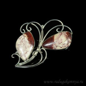 Брошь с яшмой 64*50мм.