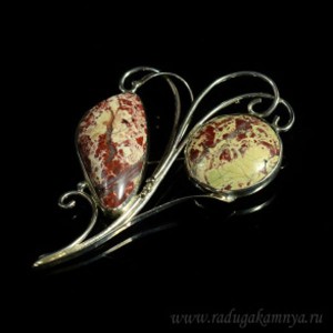 Брошь с яшмой 68*43мм. Брошь с яшмой 68*43мм.