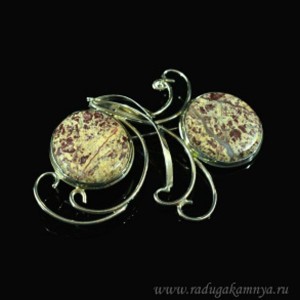 Брошь с яшмой 69*50мм.