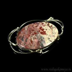 Брошь с яшмой овал 54*33мм