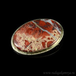 Брошь яшма " Овал " 42*31мм. Брошь яшма " Овал " 42*31мм.