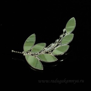 Брошь яшма "Веточка", 60*30мм., 11.
