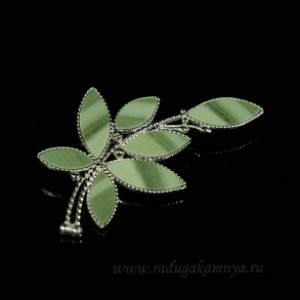 Брошь яшма "Веточка", 60*35мм., 2