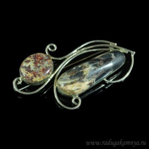 Брошь яшма уральская, 66*37мм.