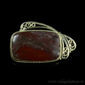 Брошь яшма, 65*42мм.