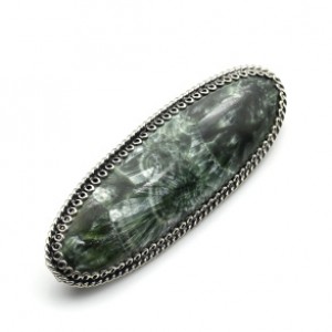 Брошь серафинит 52*18мм.