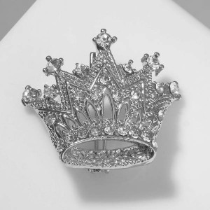 Брошь "Корона" изыск, цвет белый, цвет серебристый