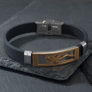 Браслет "Стиль" саламандра, цвет чёрный в серебристо-золотом металле