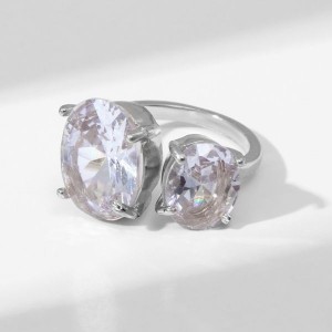 Кольцо "Драгоценность" квадраты, цвет белый, цвет серебристый, безразмерное