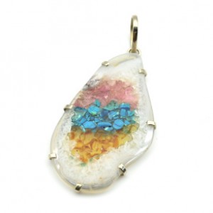 Кулон "Мозаика" в агатовой жеоде 31*55мм.