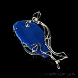Кулон из агата тонированного "Рыбка", 37*70мм
