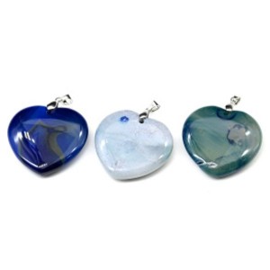 Кулон из агата тонированного "Сердце" 40*40мм цвет синий